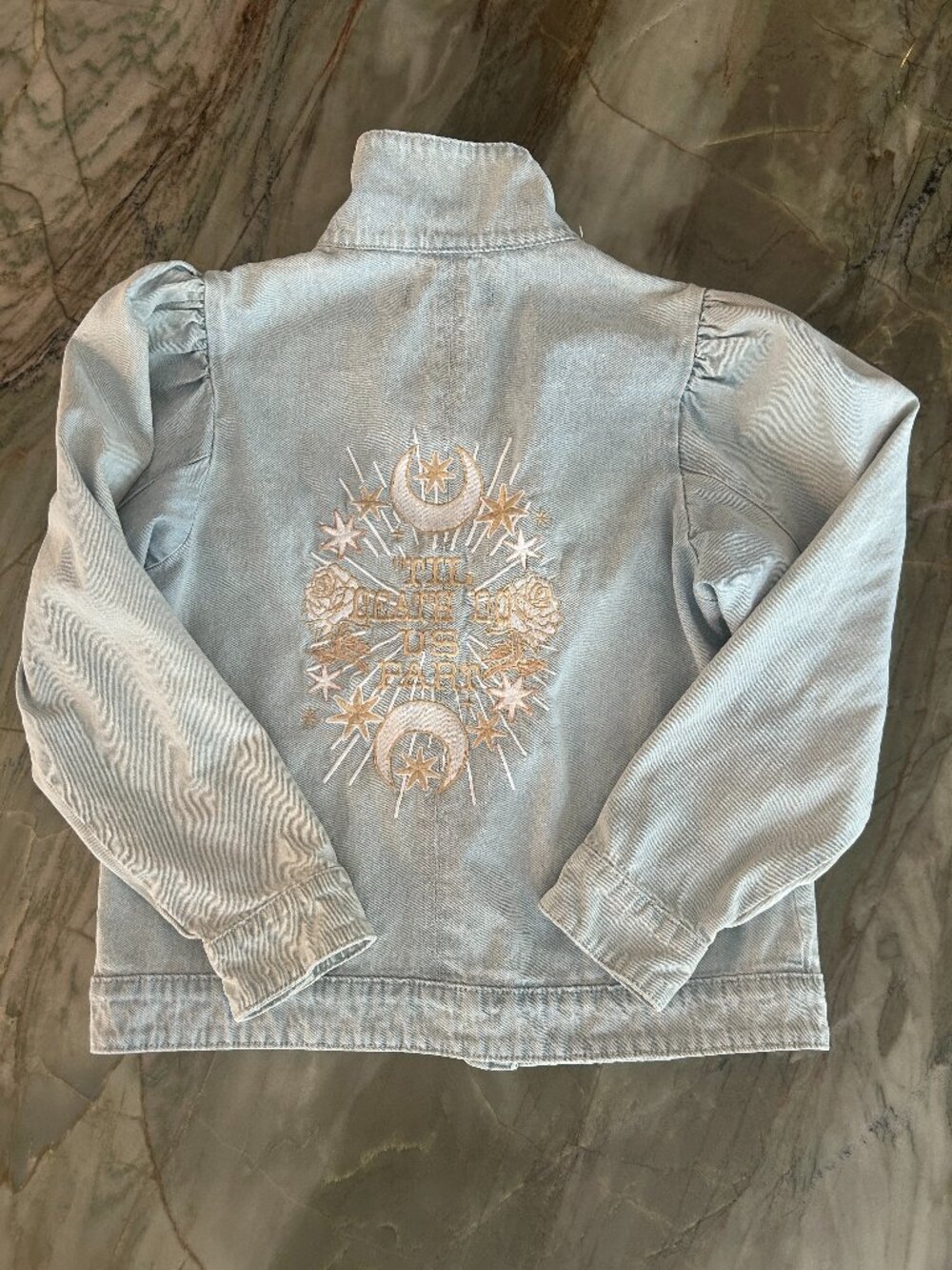 Custom Embroiderd "Til Death Do Us Part" Denim Jacket